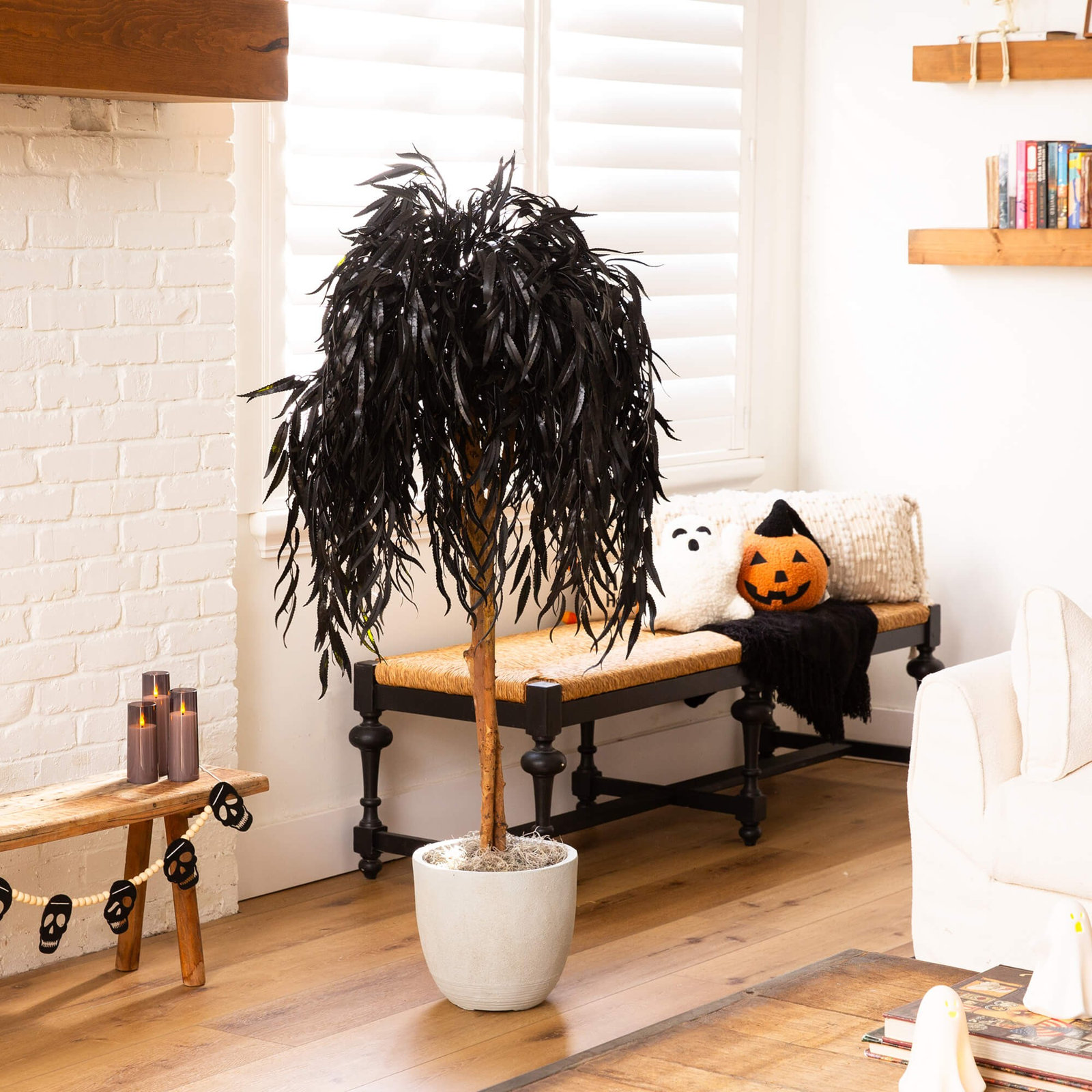 Artificial Halloween Black Willow Tree, 48" H x 32" W x 32" D