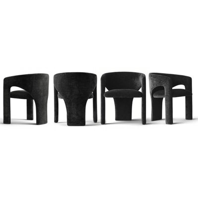  Set of 4 Modern Upholstered Barrel Dining Chair With Arm