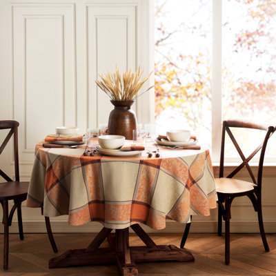 Calandra Oval Plaid Thanksgiving Cotton Tablecloth
