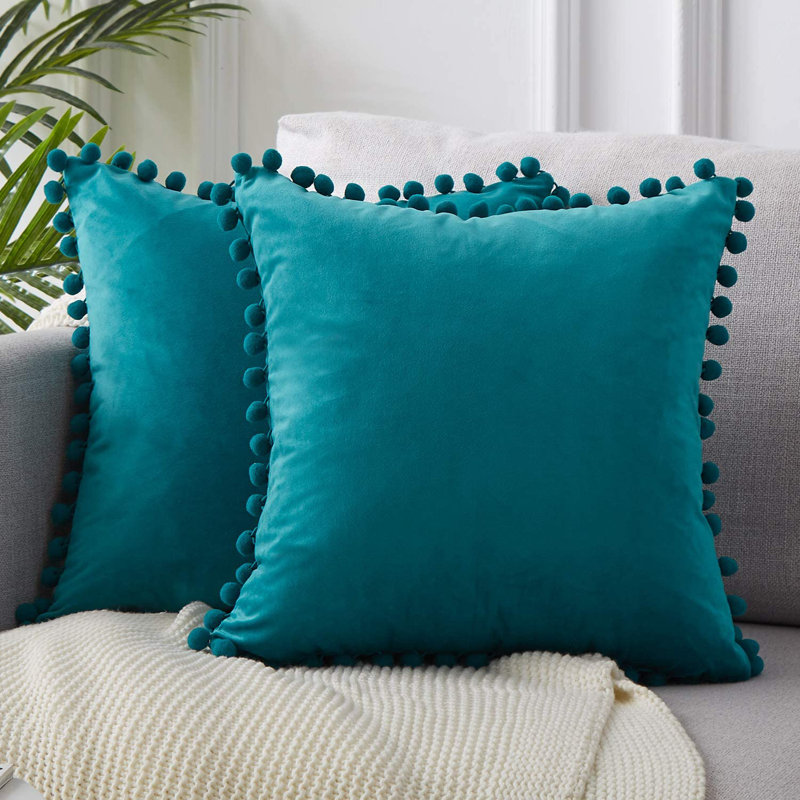 Housse de coussin Fortham, 18 po x 18 po, Turquoise
