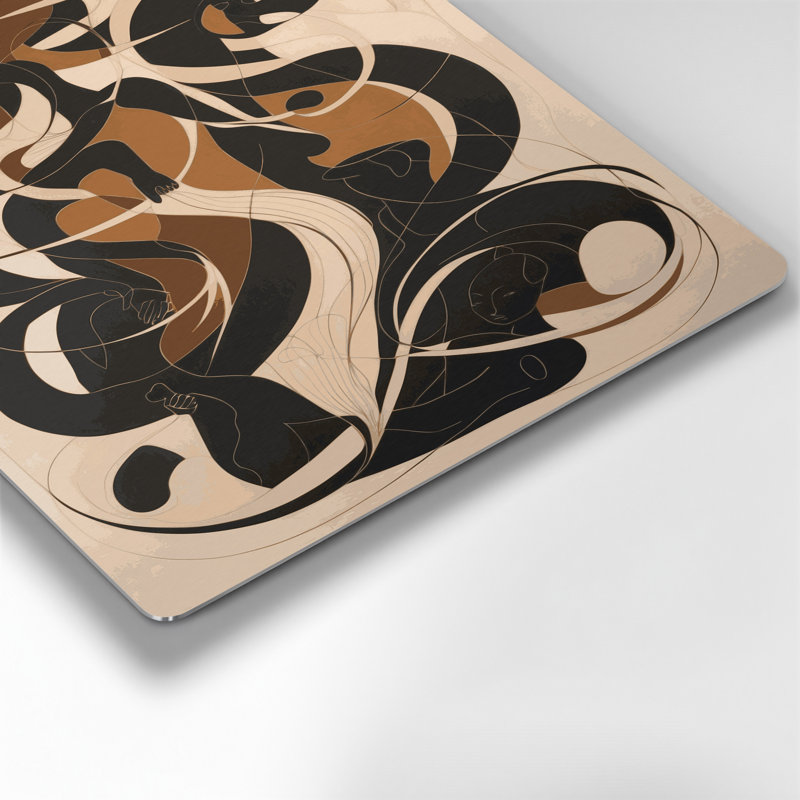 Art mural abstrait en métal beige 86, H 24 po x l 36 po