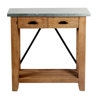 Crockett Industrial Rustic Solid Wood Frame Rectangular Console Media Table With Storage