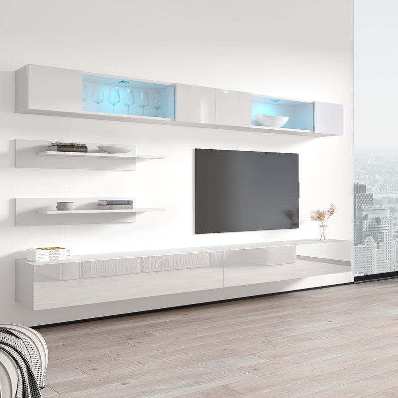 Meuble audio-vidéo pour téléviseur de 70 po ou moins Chanera, Blanc