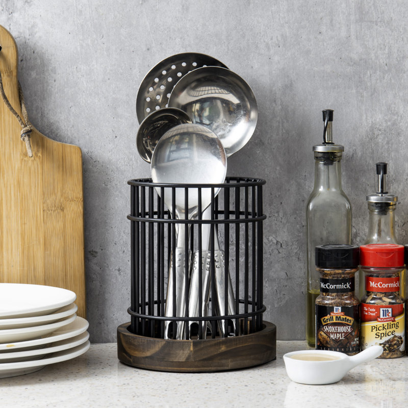 Metal Round Utensil Crock