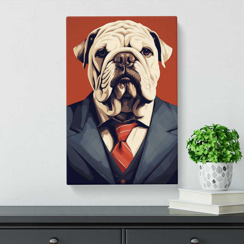 British Bulldog Minimalism No.2 - Wrapped Canvas, 50cm H x 35cm W x 3cm D