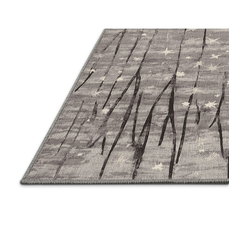 Tapis gris lavable à la machine, Carré 4 pi