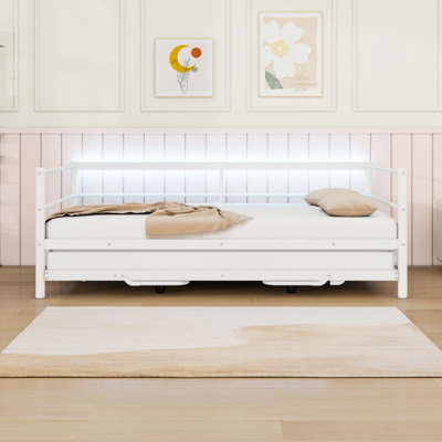 Twin Size Metal Daybed with Adjustable Twin Trundle by Ebern Designs