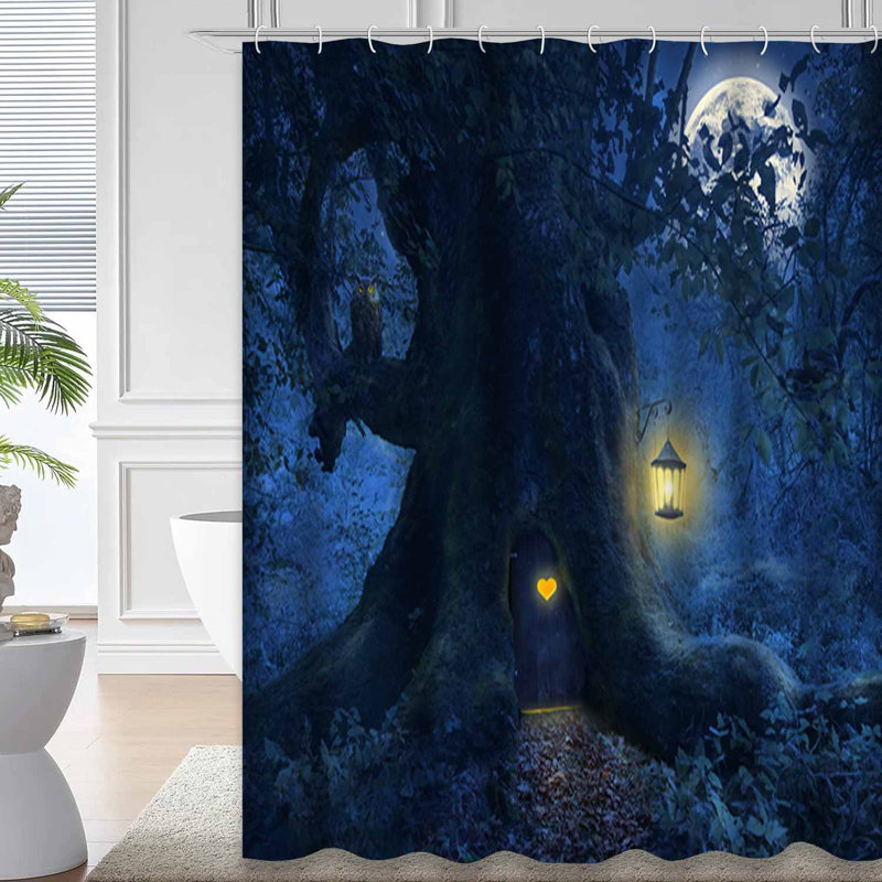 Rideau de douche à 12 crochets Forest Night Little Home, L 72 po x l 84 po