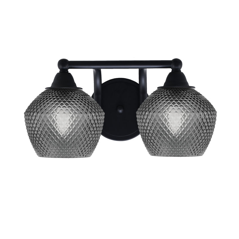 Barre d'éclairage de salle de bain 2 lumières Mukkesh, H 7,5 po x l 14,25 po x P 8,5 po, Noir mat, Deux lumières