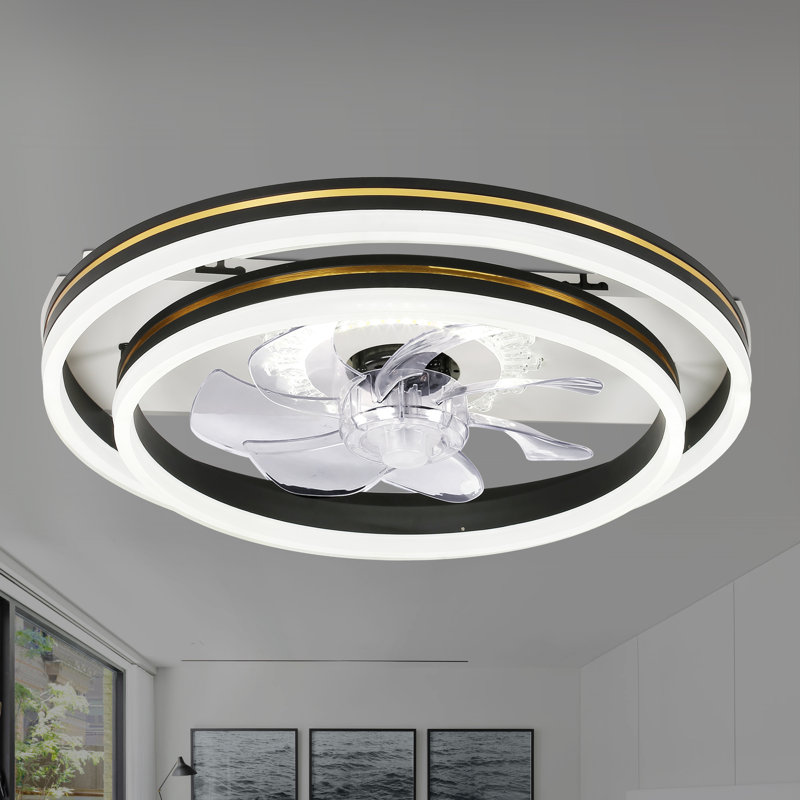 Ventilateur de plafond encastré 20 po avec lumières DEL et télécommande Daeron