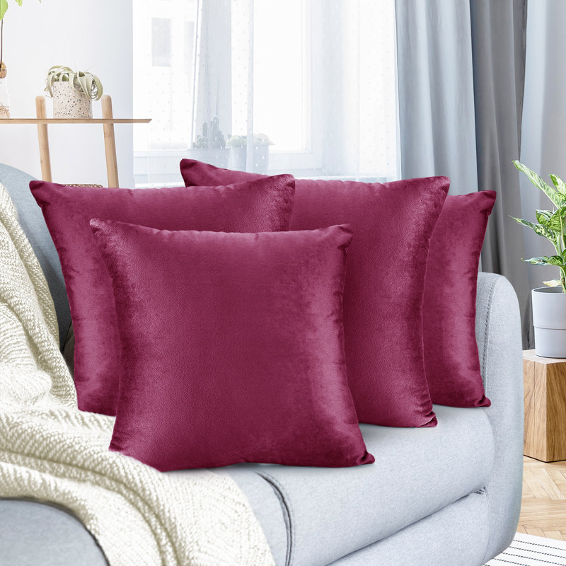 Housse de coussin en velours , H 16 po x l 16 po, Magenta