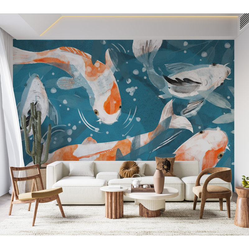 Murale animaux pelez et collez - Poissons Koi, L 27 po x l 38 po