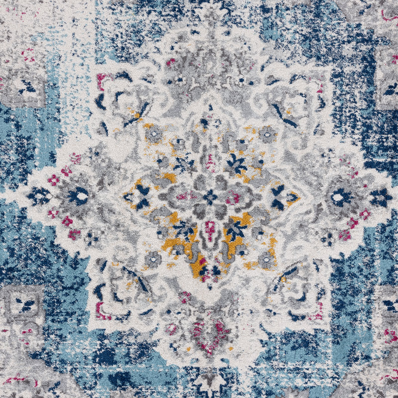 Tapis bleu Crystallee, Rond 5 pi 3 po