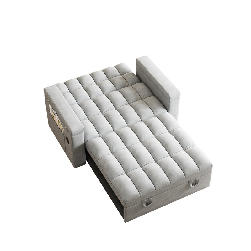 Lit double pliable avec panneau de bureau d'ordinateur ajustable et coussin moelleux de 65 pouces pour le cinéma maison, port convertible 3 en 1, boîte de rangement, remplisseur haute densité, facile à entretenir