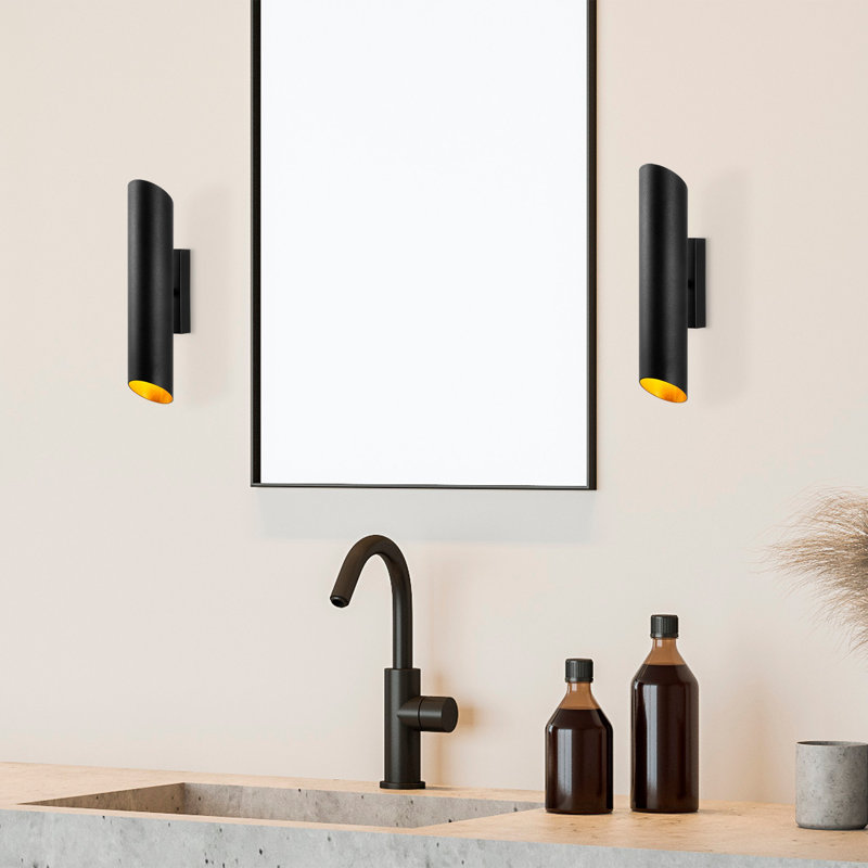 Modern Industrial Wall Lamp, Black & Gold, 3.1 x 4.7 x 15.7 inches | Durable Metal Body, 3.1-inch Cap Diameter, 15.7-inch Cap Height | Socket Type: 2 x G9 Max 8W (Bulb Not Included) | Perfect for Scandinavian & Novelty Decor, IP20 Rated