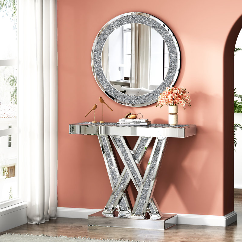 Amla 35.43“Console Table And Mirror Set
