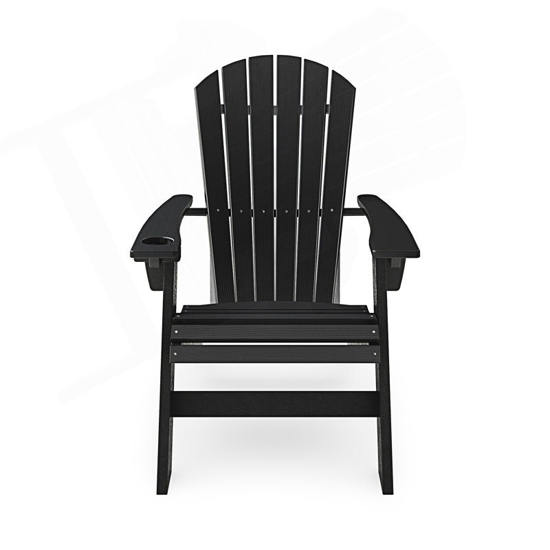 Chaise Adirondack, bois d'œuvre robuste en polyéthylène haute densité pour la piscine, le patio et le jardin, Noir