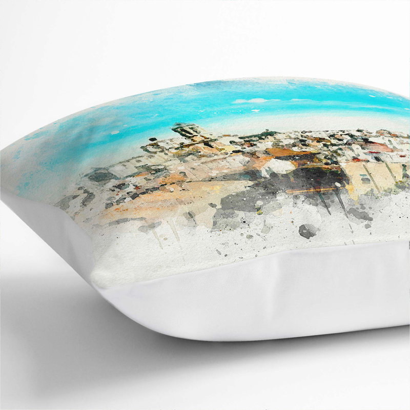 Abstract Square Cushion, 40cm H x 40cm W x 15cm D, White