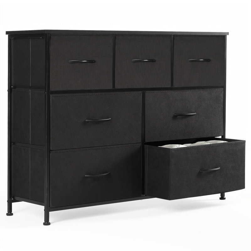 Commode verrouillable 7 tiroirs, meubles de rangement autoportants pour chambre à coucher