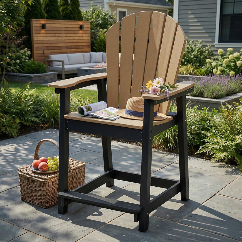 Hdpe Outdoor Adirondack Bar Chair, Brown