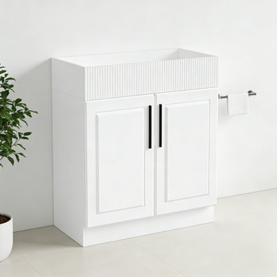 Modern 30" White Bathroom Vanity Single Vanity Without Top And Sink