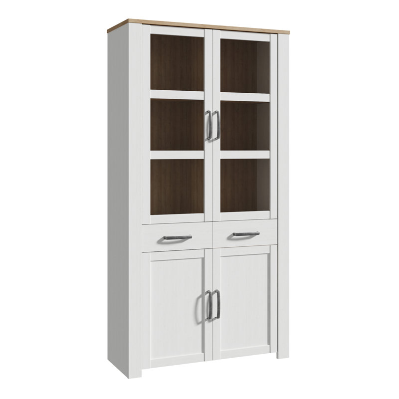 Abidan 4 Door 2 Drawer Display Stand, White, Without