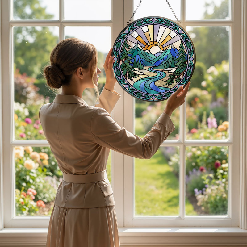 Panneau de vitrail en verre coloré, 7,8 heures, H 7,8 po