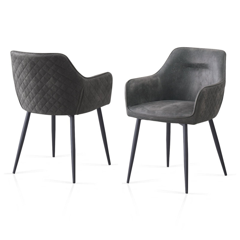 Flagstaff Upholstered Faux Suede  Dinging chair with Arms, Grey