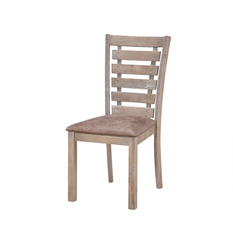 Rustic Farmhouse 5-Piece Dining Set with Round Pedestal Table and Faux Leather Chairs