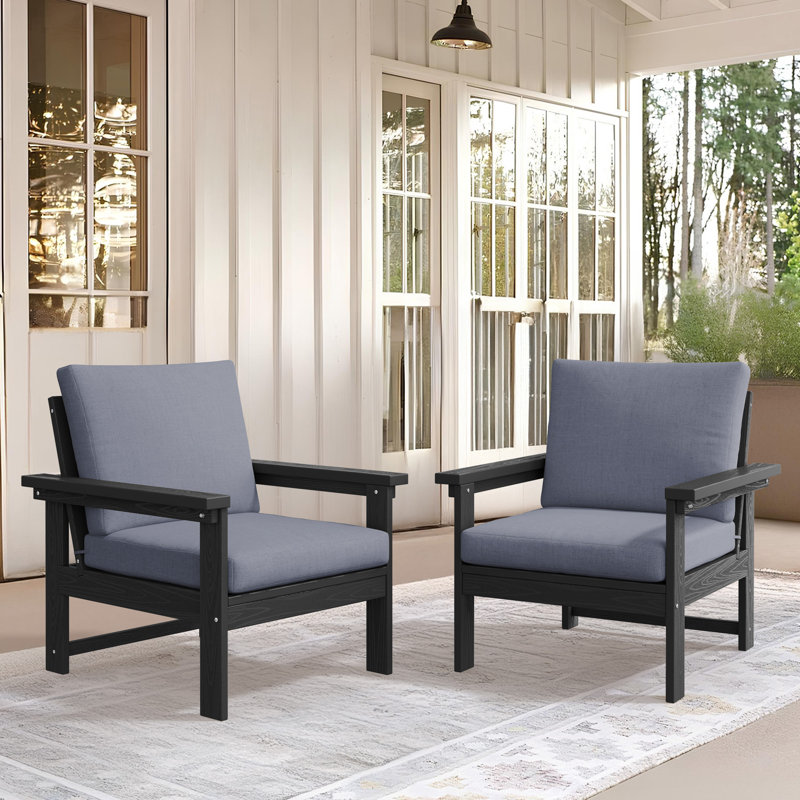 HDPE 2-Person Conversation Set, Gray, Black
