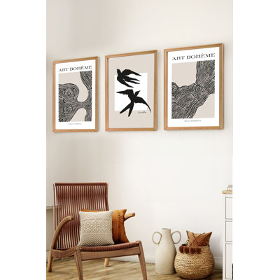 Superbe ensemble de peintures décoratives en panneau de fibres à densité moyenne (3 pièces), 19,7 x 27,6 pouces chacune | Structure 100% bois de pin massif, épaisseur de 0,8 pouce | Papier Bristol double face avec finition brillante et mate | Parfait pour la décoration de salon et de bureau