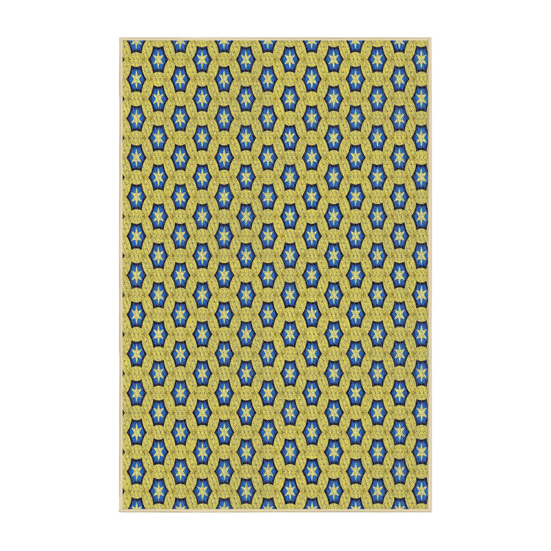 Tapis géométrique bleu, Rectangle 5 pi x 7 pi