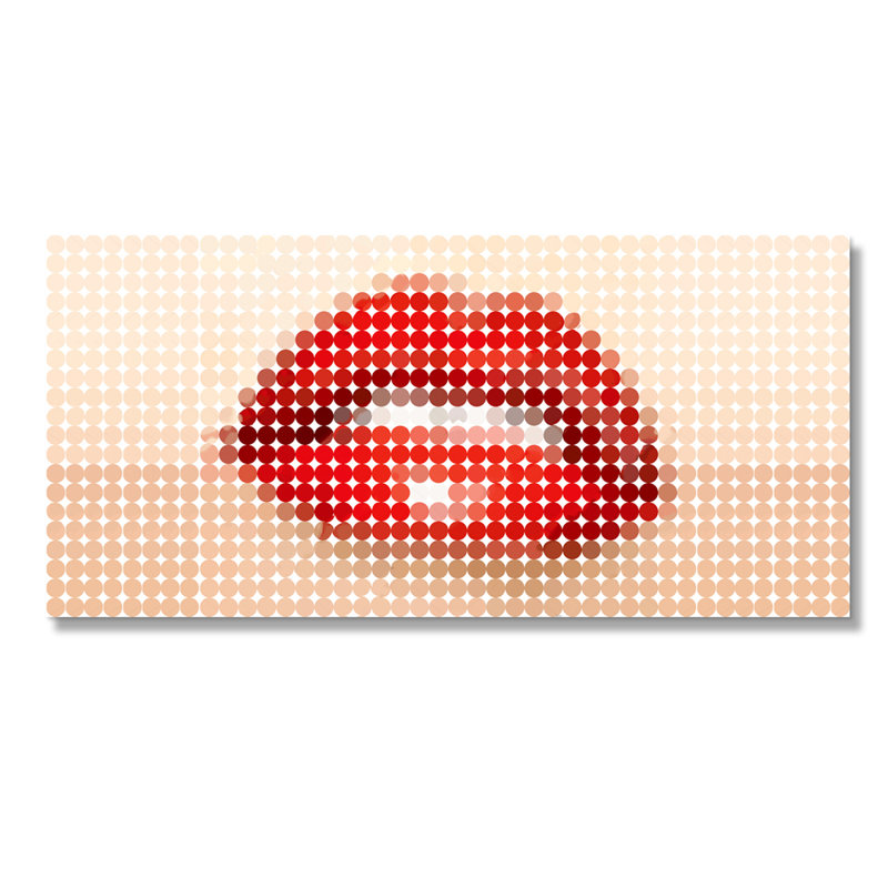 Dotted Lips Print, 36" H x 84" W x 1.5" D, Aluminum