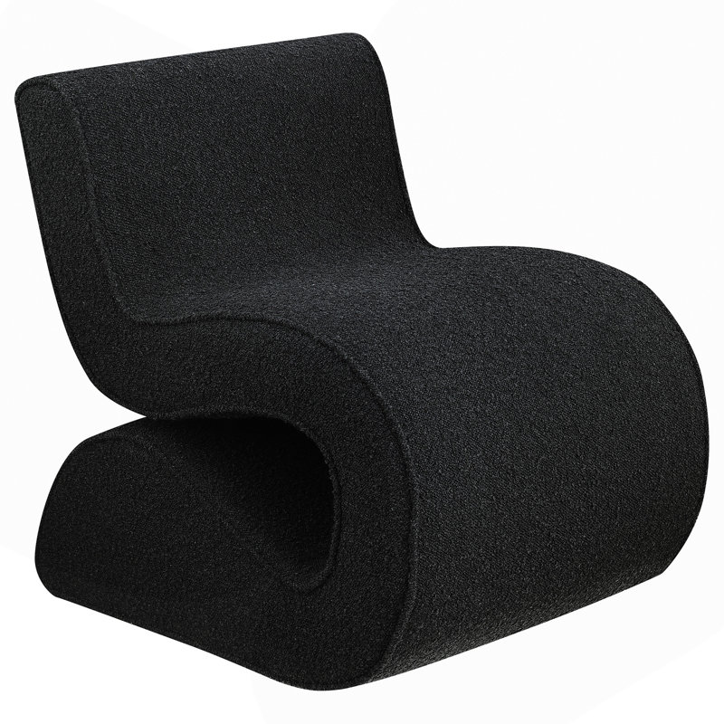 Chaise courbée rembourrée sans accoudoirs Charcoal Boucle, Gris anthracite