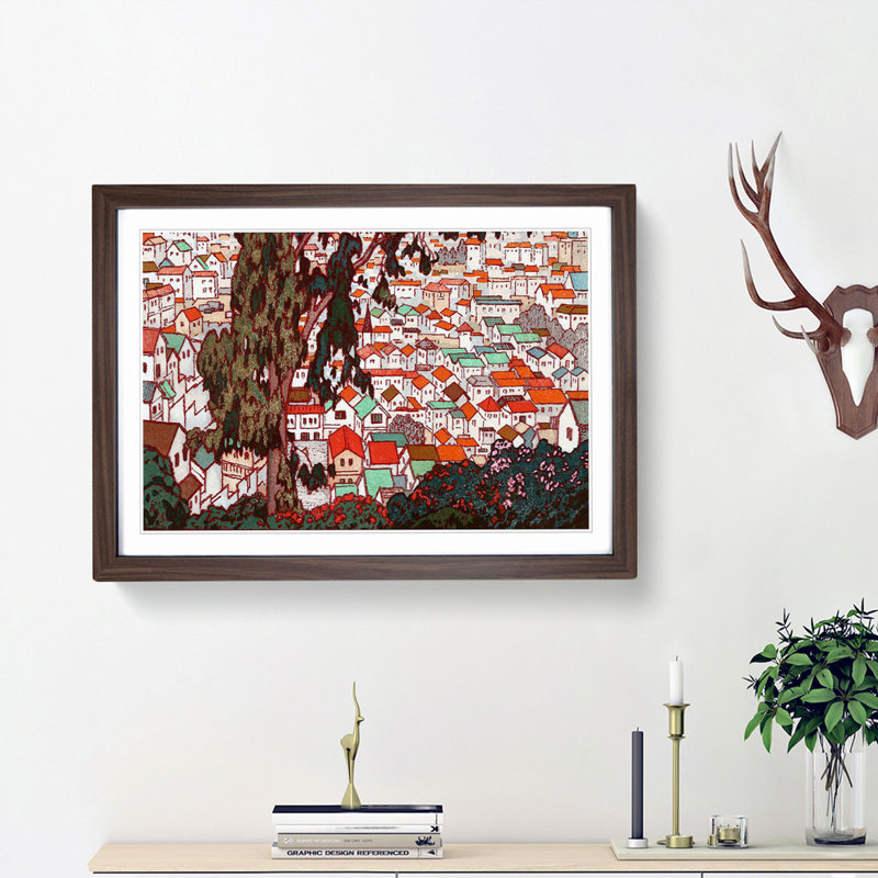 Tree to the Mountain by Toshi Yoshida - Picture Frame Painting Print, 27cm H x 36cm W x 2cm D, Walnut Framed