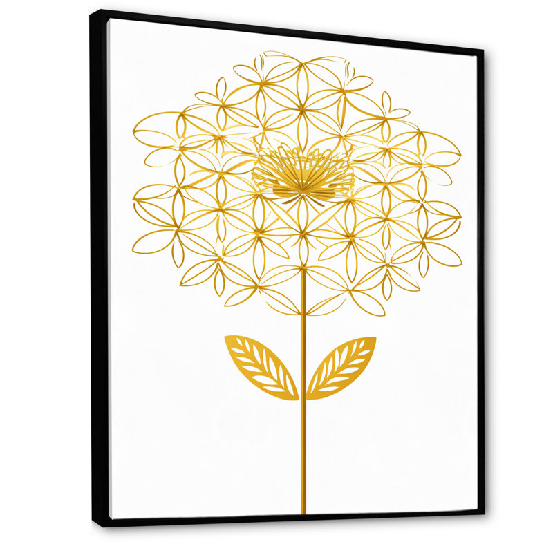 «Blooming Gold Flower Of Life I», reproduction sur toile, H 40 po x l 30 po x P 1,5 po, Cadre flottant noir