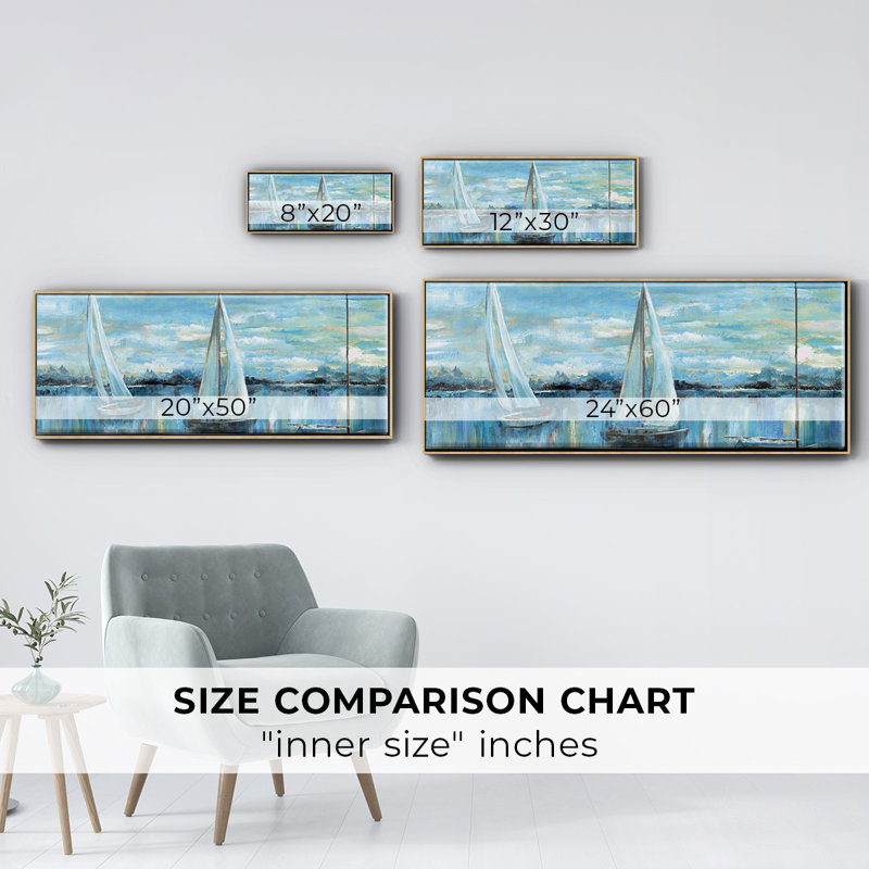 «Evening on the Bay», toile encadrée, H 20 po x l 50 po