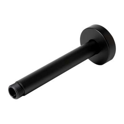 Bras de douche rond noir mat 6 po