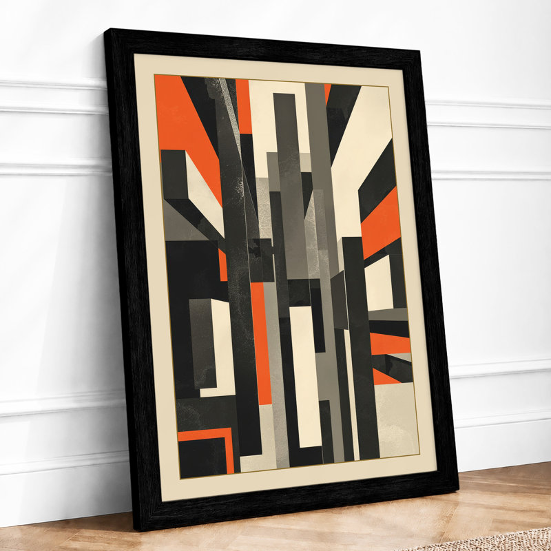 Industrial Geometry Geometric - Framed Print, A1 - 84.1 x 59.4 cm, Black