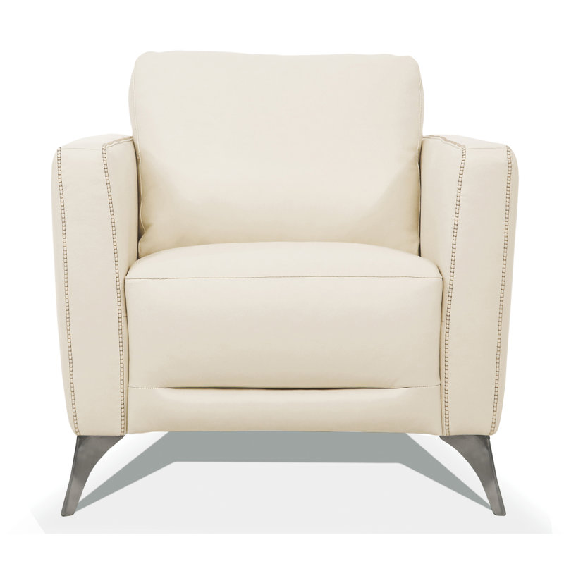 Sametta Leather Armchair, Cream Genuine Leather