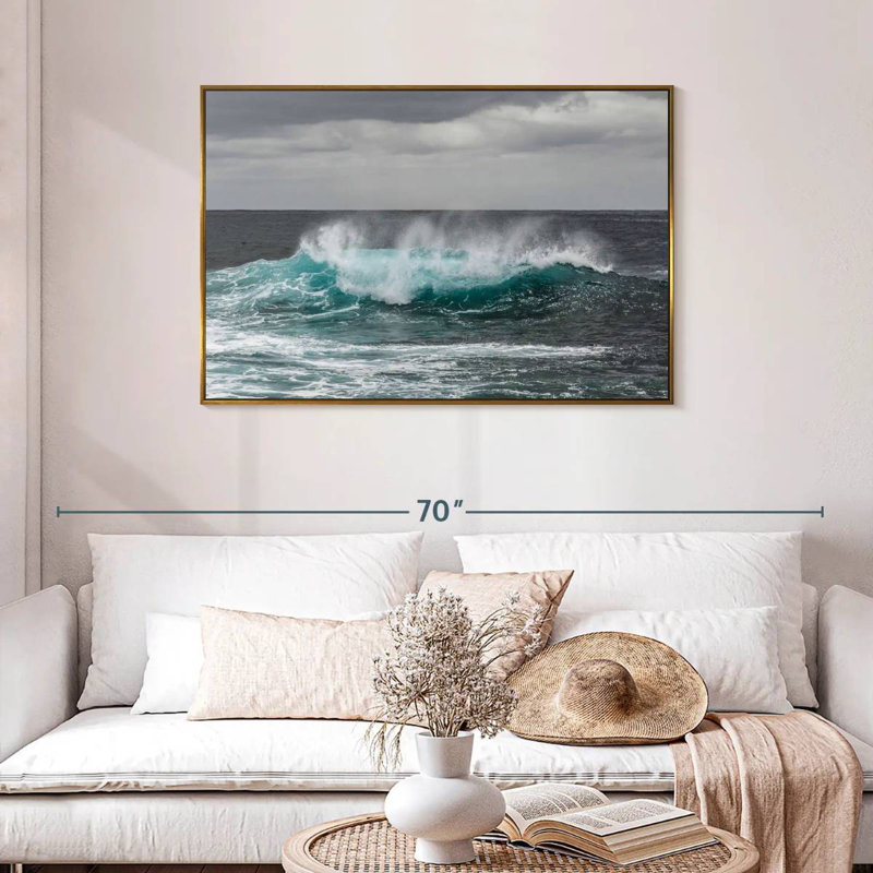 Ocean Wave Pop, Cadre flottant doré, 43 po x 29 po