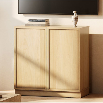 Meuble télé moderne pour téléviseur de 40 po ou moins, meuble télé en bois avec 2 portes et tablette réglable, meuble multimédia pour le salon et la chambre à coucher