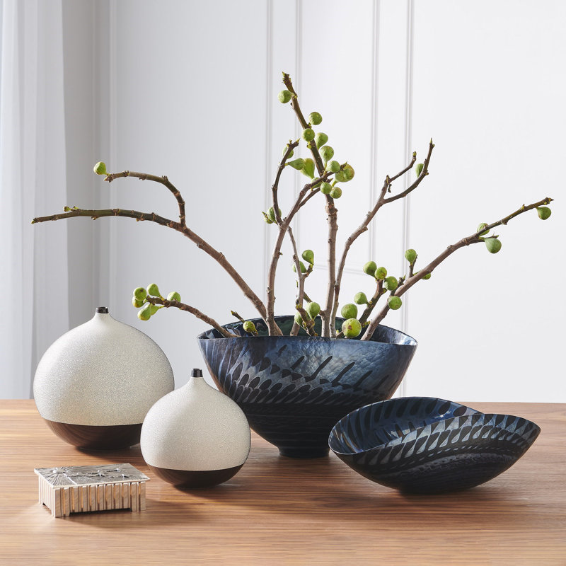 Pixelated Ball Vase, 10.5"H x 10.5"W x 10.5"D, Black/Brown