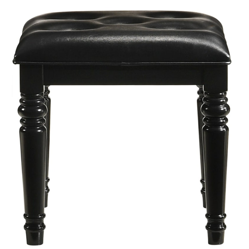 Sherley Solid Wood Accent Stool, Black