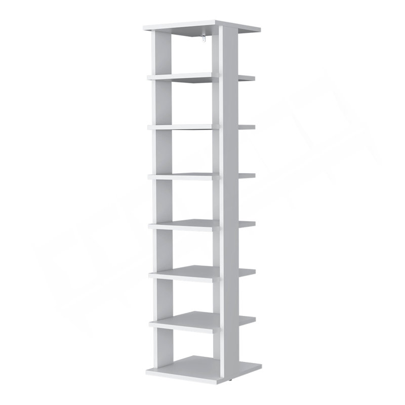 Range-chaussures vertical blanc à 7 niveaux, Blanc