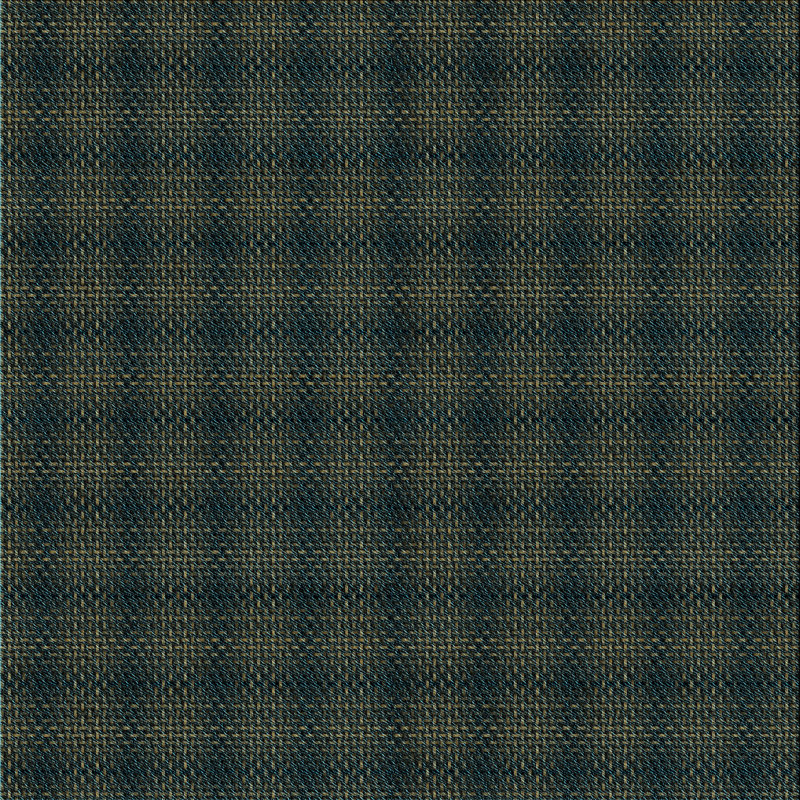 Tapis rayé en laine noir / vert forêt / brun clair, Carré 7 pi