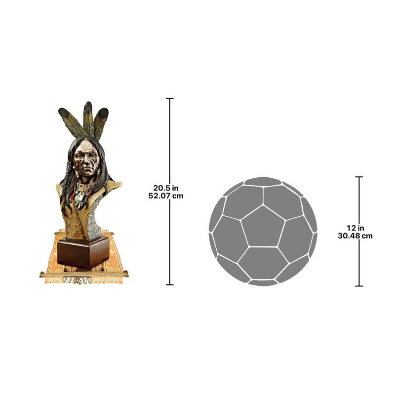 Hand-Painted Resin Native American Chief Bust Sculpture