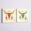 «Gorgeous Teal and Orange Cow Skull and Feathers Wander and Explore», ensemble de 2 impressions sur toile tendue-26236455-26236457