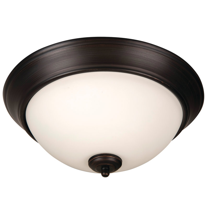 Byron Flush Mount, White, Brushed Aged Bronze