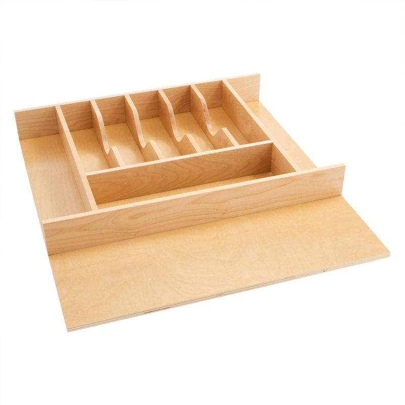 Rangement d'ustensiles de cuisine pour ustensiles de cuisine, plateau à 9 compartiments en bois d'érable naturel